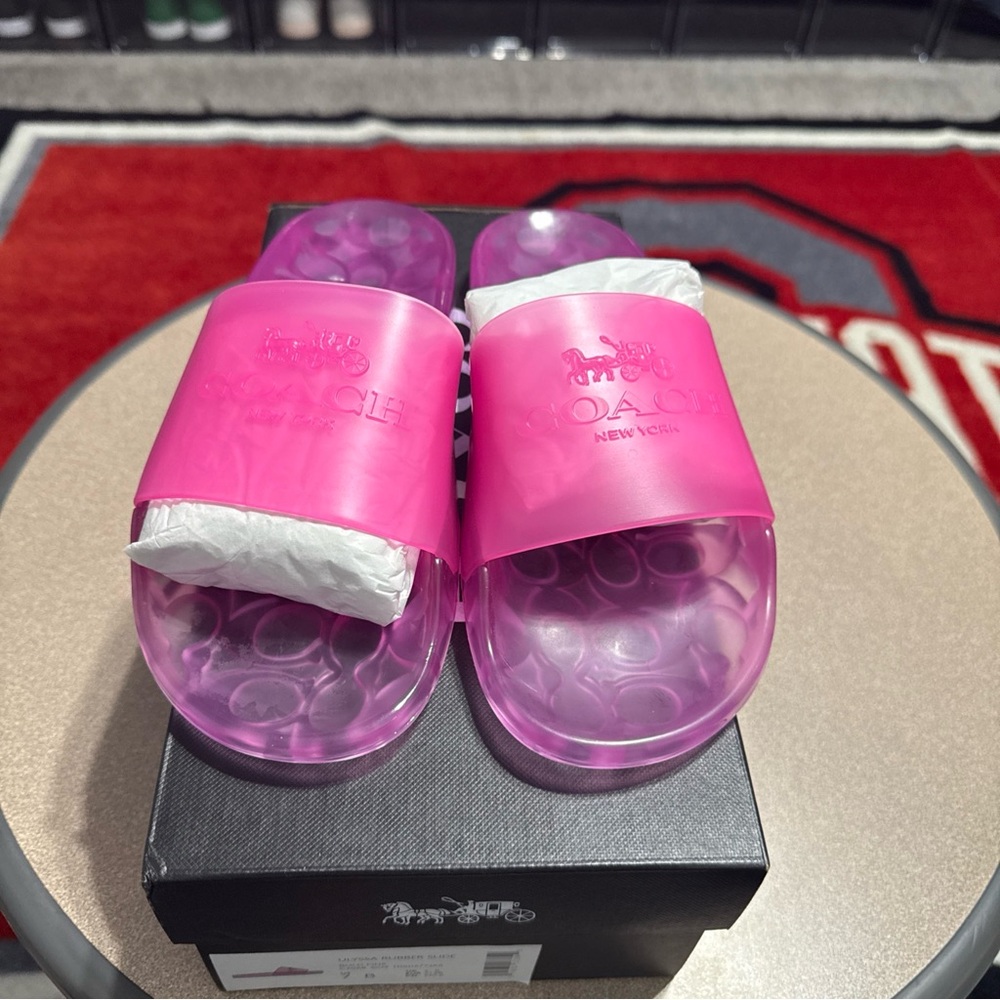 Coach Vibrant Pink Slide Sandals